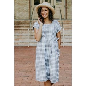 Roolee Plus Size Blue and White Midi Dress